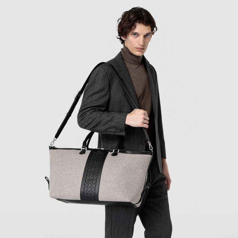 Travel bag in wool and mosaico - beige/black