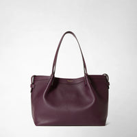 SMALL SECRET TOTE BAG IN RUGIADA LEATHER Dark Plum