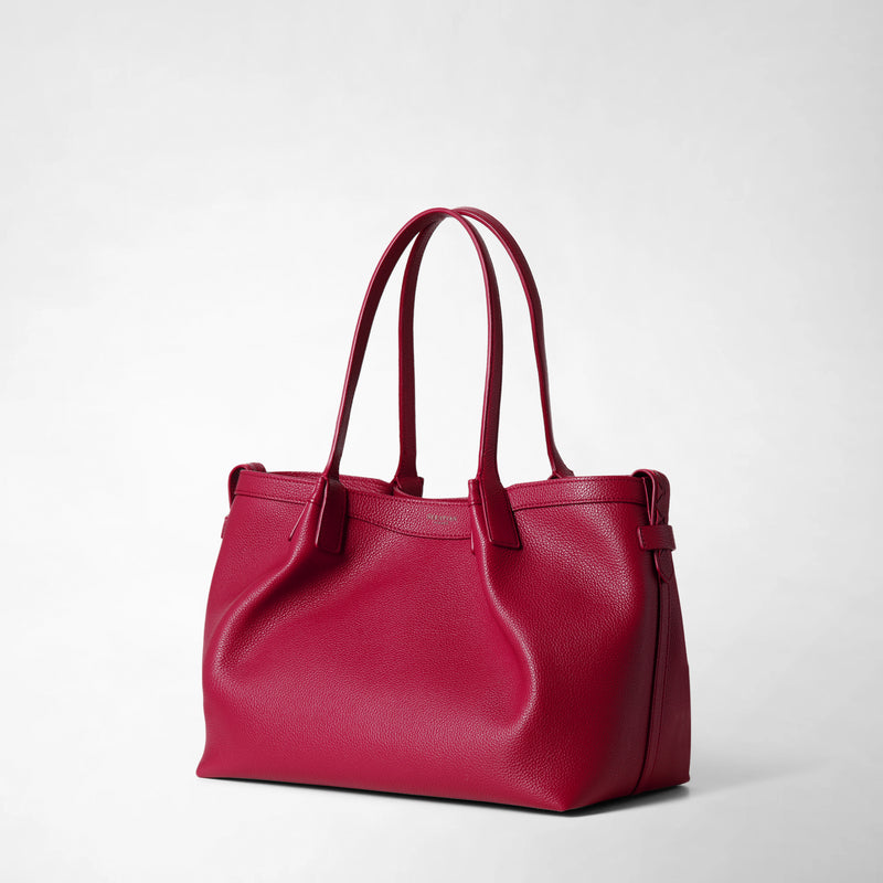 Small secret tote bag in rugiada leather - lipstick