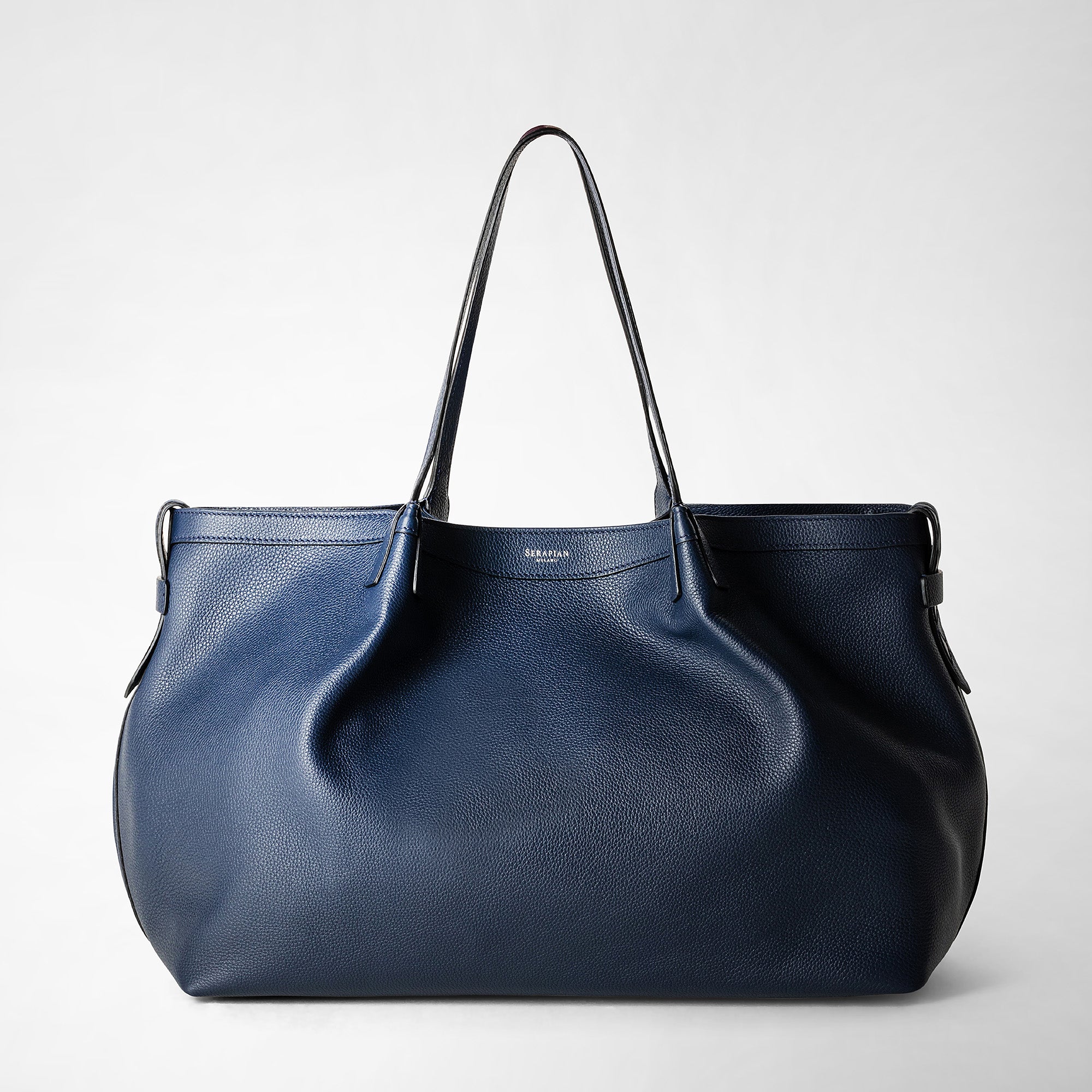 Serapian grained leather briefcase - Blue