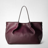 Secret tote bag in rugiada leather - dark plum