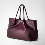 Secret tote bag in rugiada leather - dark plum