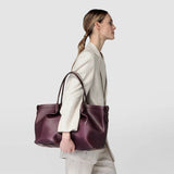 Secret tote bag in rugiada leather - dark plum