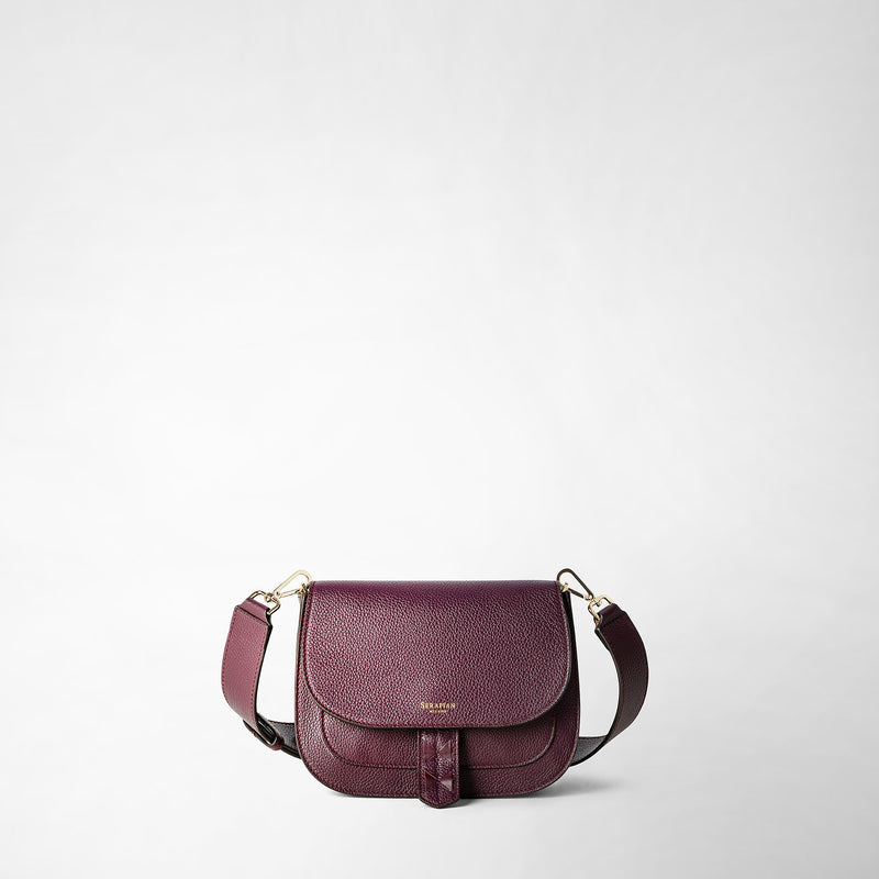 Luna crossbody bag in rugiada leather - dark plum