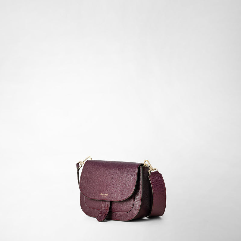 Luna crossbody bag in rugiada leather - dark plum