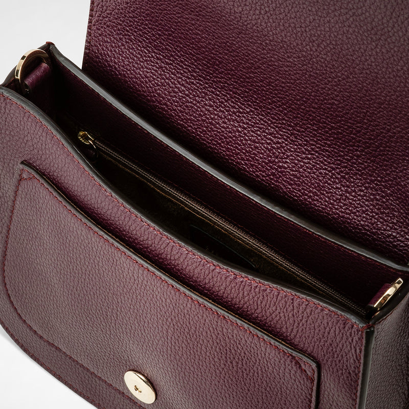 Luna crossbody bag in rugiada leather - dark plum