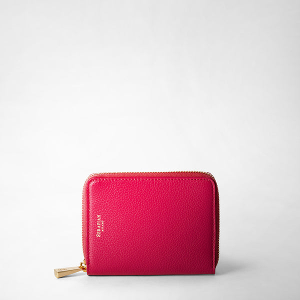 Mini zip around wallet in rugiada leather petal – Serapian 