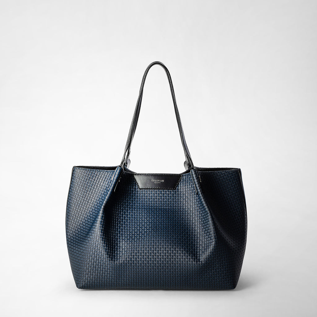 Small secret tote bag in stepan ocean blue and black – Serapian Boutique  Online