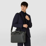 Slim briefcase in stepan - asphalt gray/black