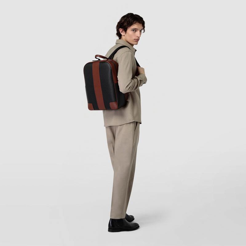 Backpack in stepan 72 - black/cuoio