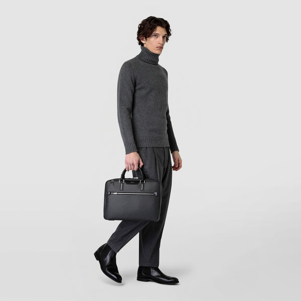 Attaché-case extra slim en stepan - asphalt gray/black