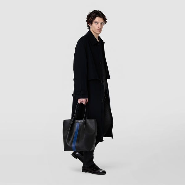 Vertical secret tote bag in stepan - black/winter blue