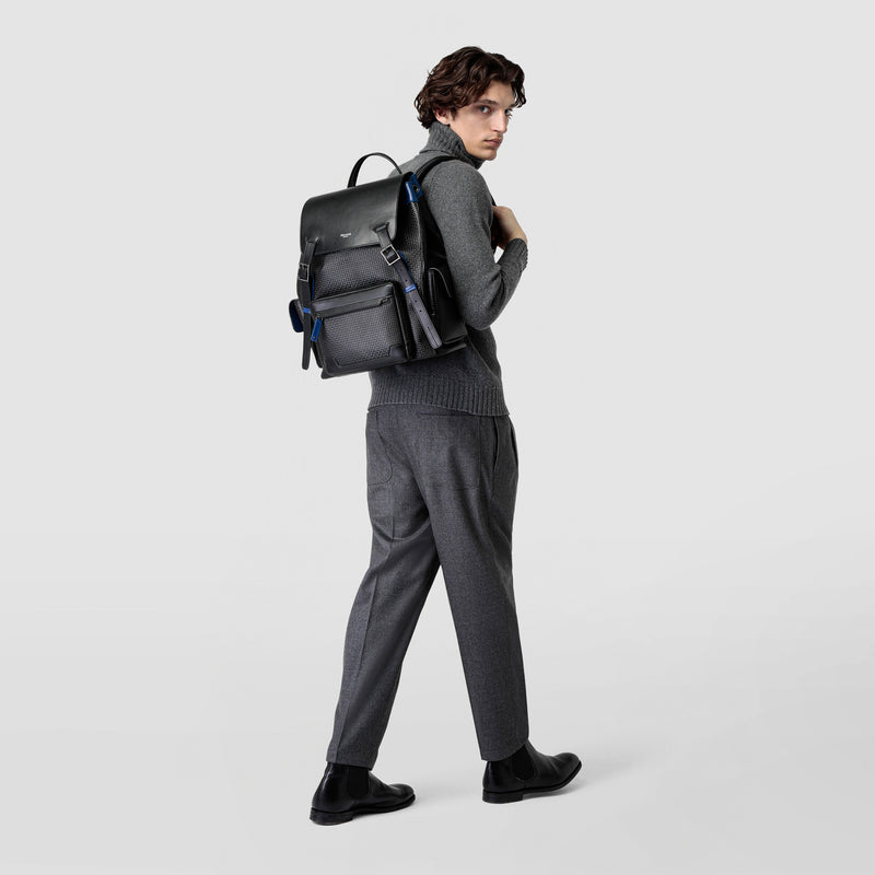 Large backpack in stepan 72 - black/winter blue