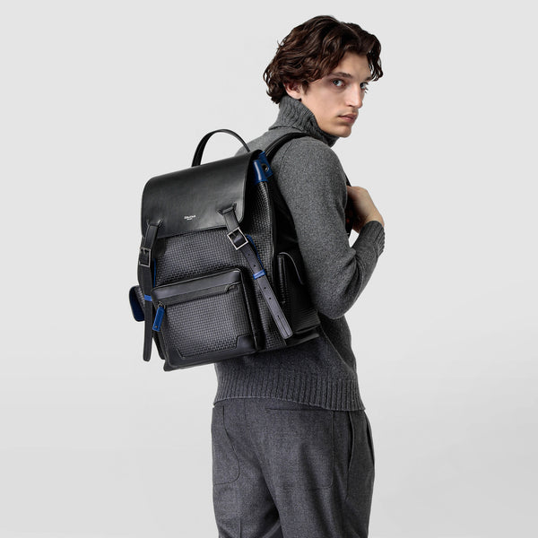 Large backpack in stepan 72 - black/winter blue