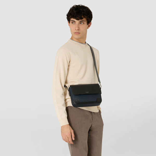 Flap messenger in stepan - ocean blue/black