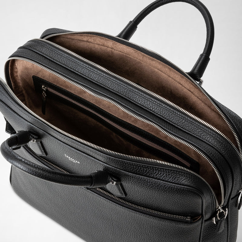 Large briefcase in cachemire leather black – Serapian Boutique Online