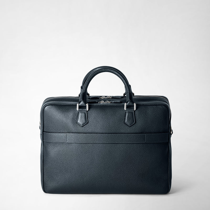 Large briefcase in cachemire leather navy blue – Serapian Boutique Online