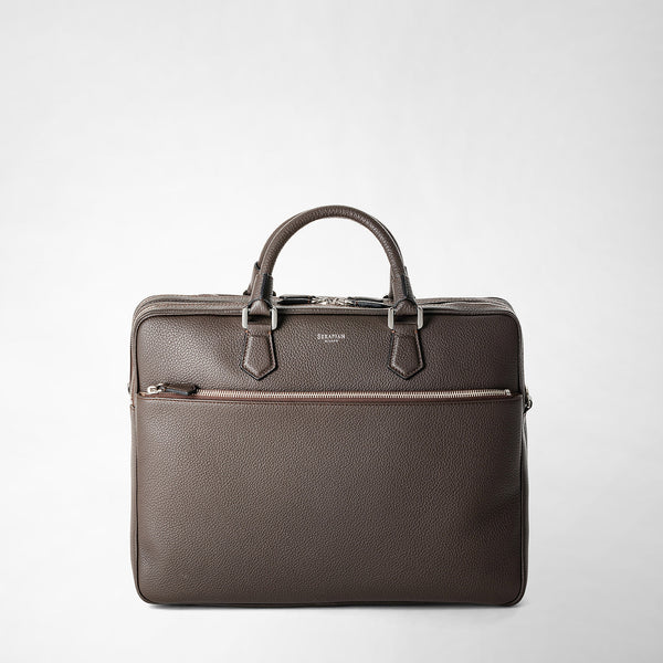 Large briefcase in cachemire leather espresso – Serapian Boutique 