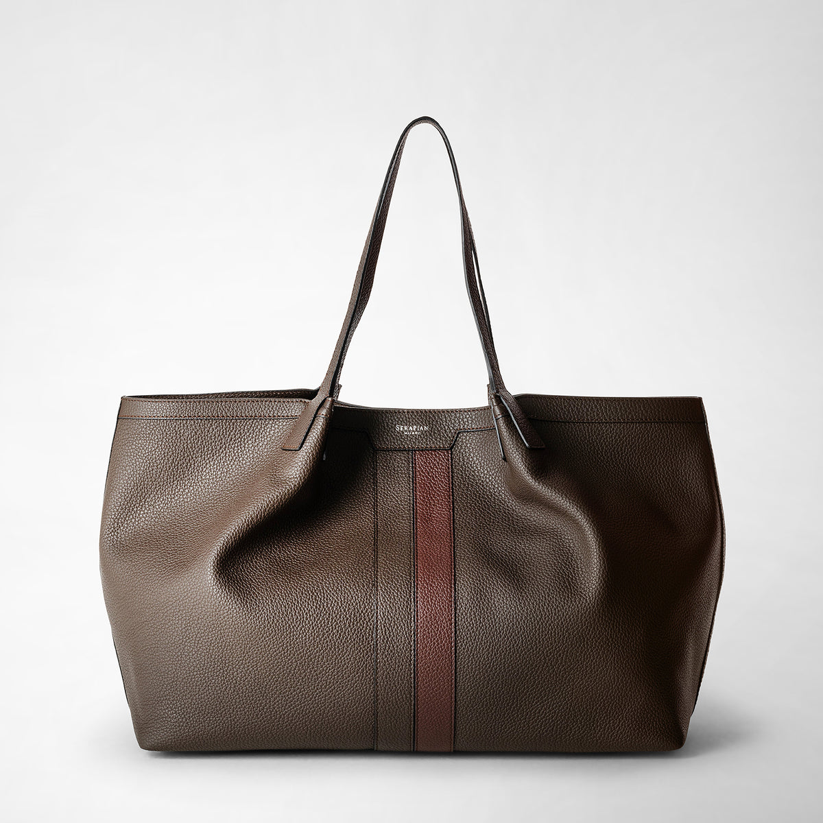 Day tote bag in cachemire leather espresso – Serapian Boutique Online