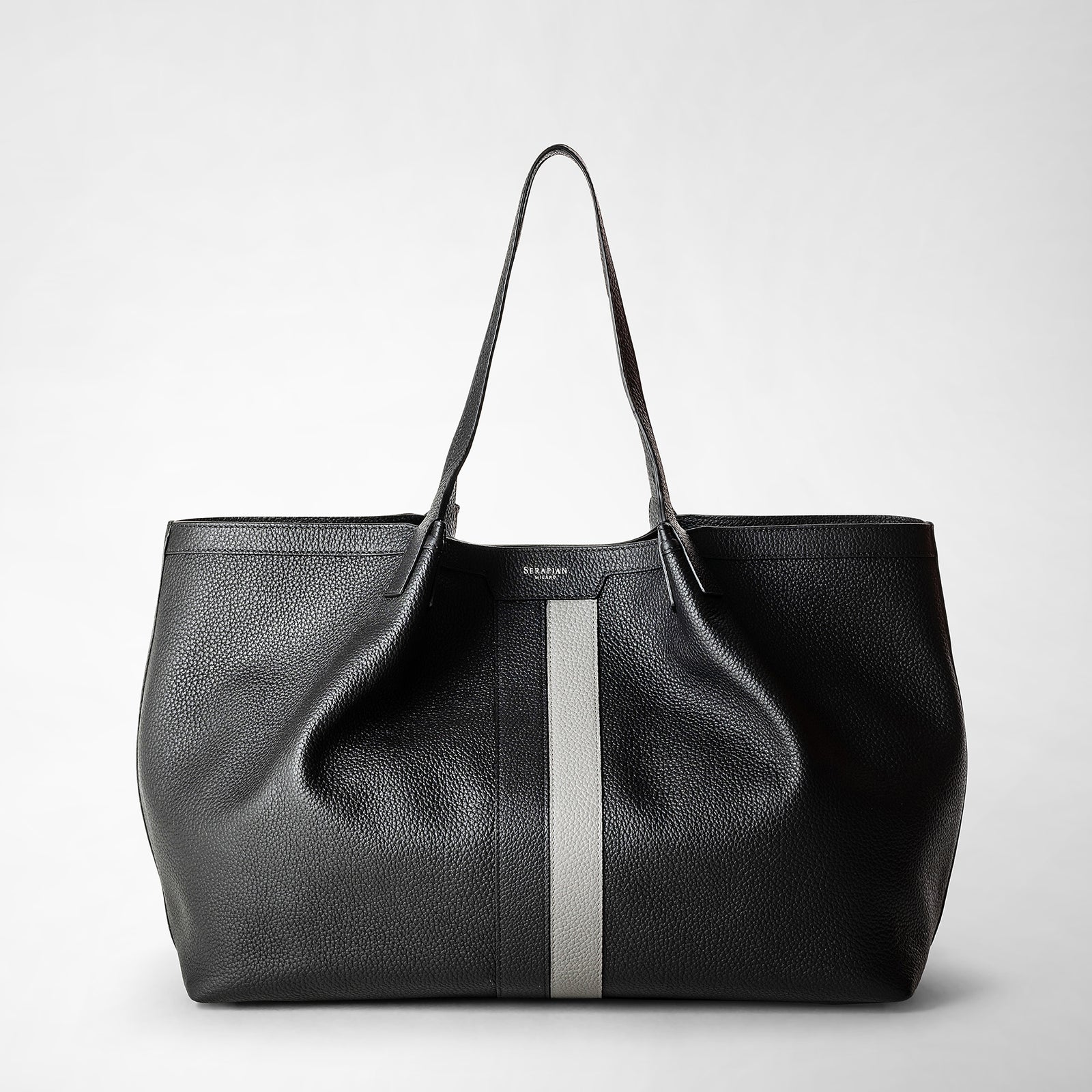 Secret tote bag in cachemire leather black asphalt – Serapian Boutique  Online