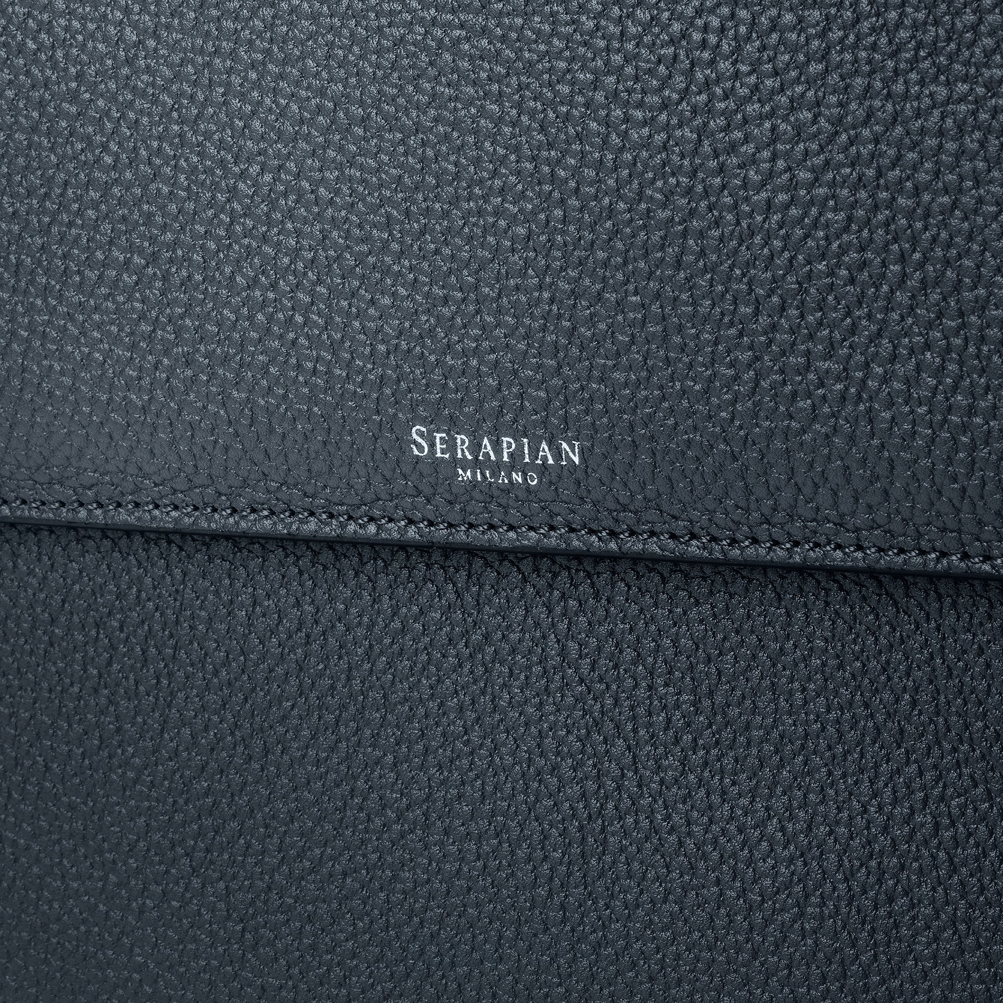 Flap-front document folio cachemire leather navy blue – Serapian 