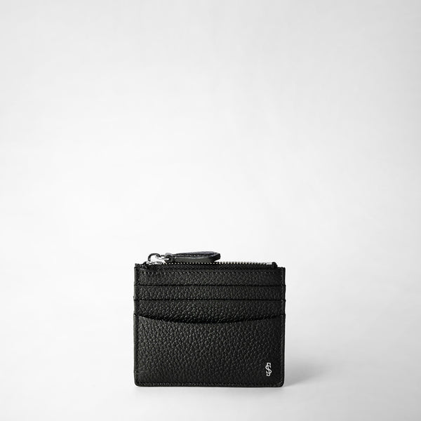 Zip card case in cachemire leather black – Serapian Boutique Online