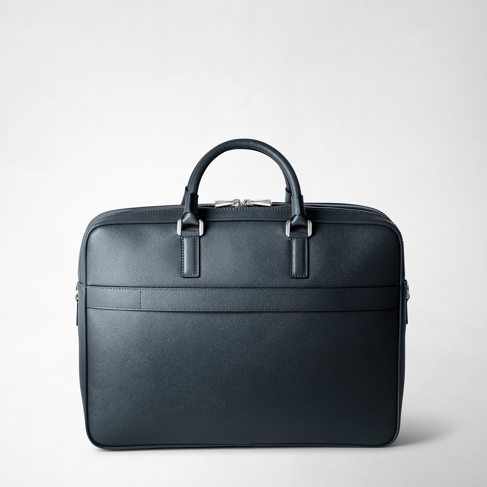 Double gusset briefcase evoluzione leather navy blue – Serapian Boutique  Online