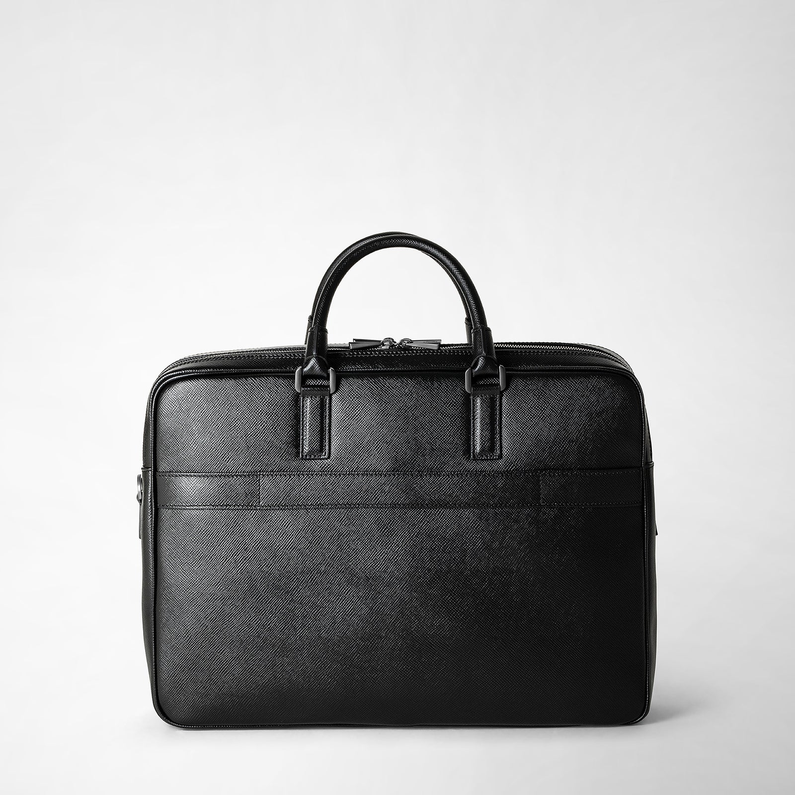 Double gusset briefcase evoluzione eclipse black – Serapian Boutique Online