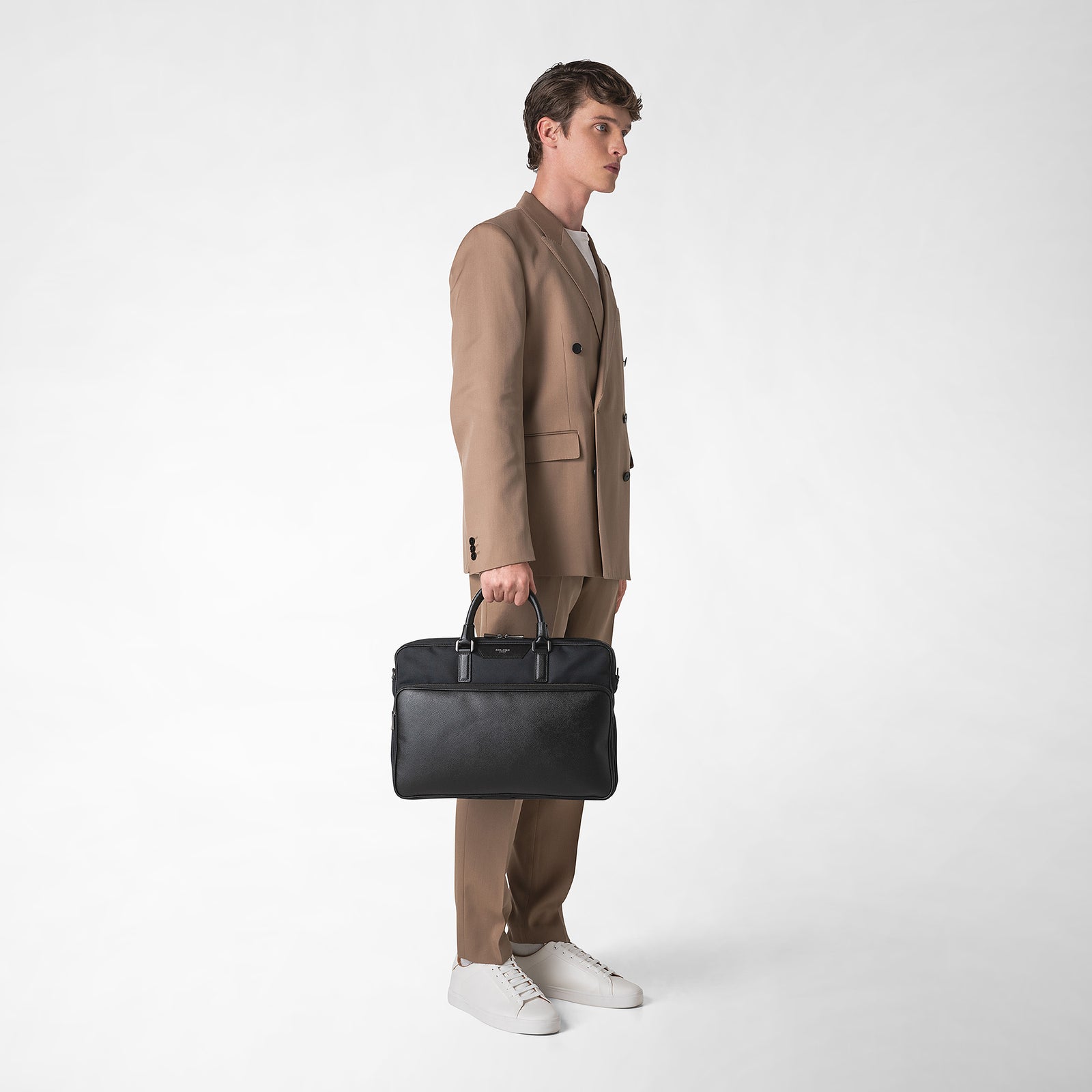 Briefcase recycled twill in evoluzione eclipse black – Serapian Boutique  Online