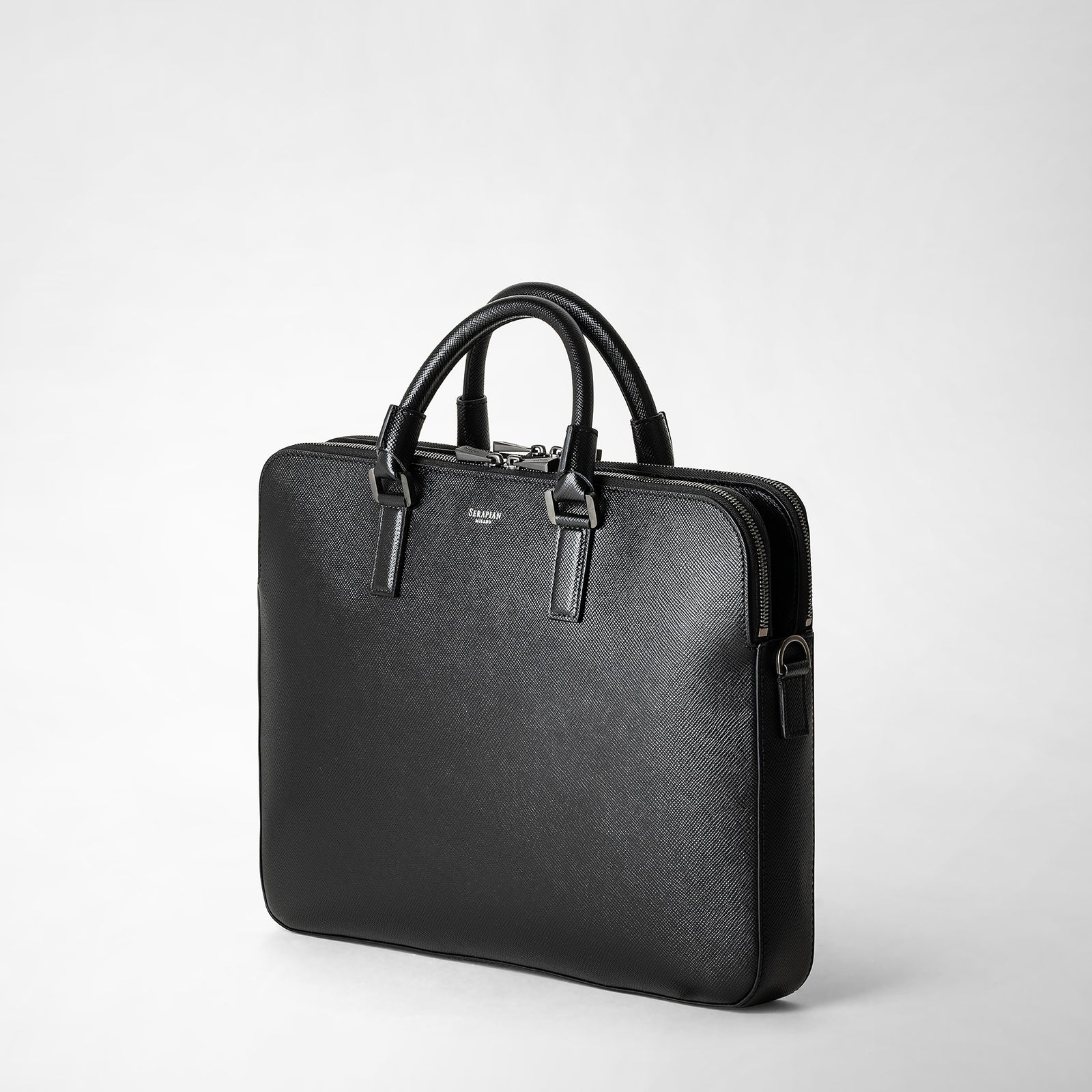 Slim briefcase double zip evoluzione eclipse black – Serapian Boutique  Online