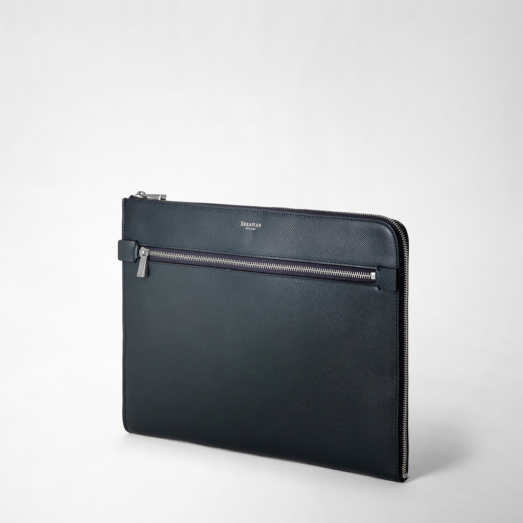 Document folio in evoluzione leather navy blue – Serapian Boutique 