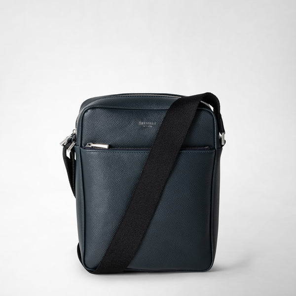 North south messenger evoluzione leather navy blue – Serapian ...