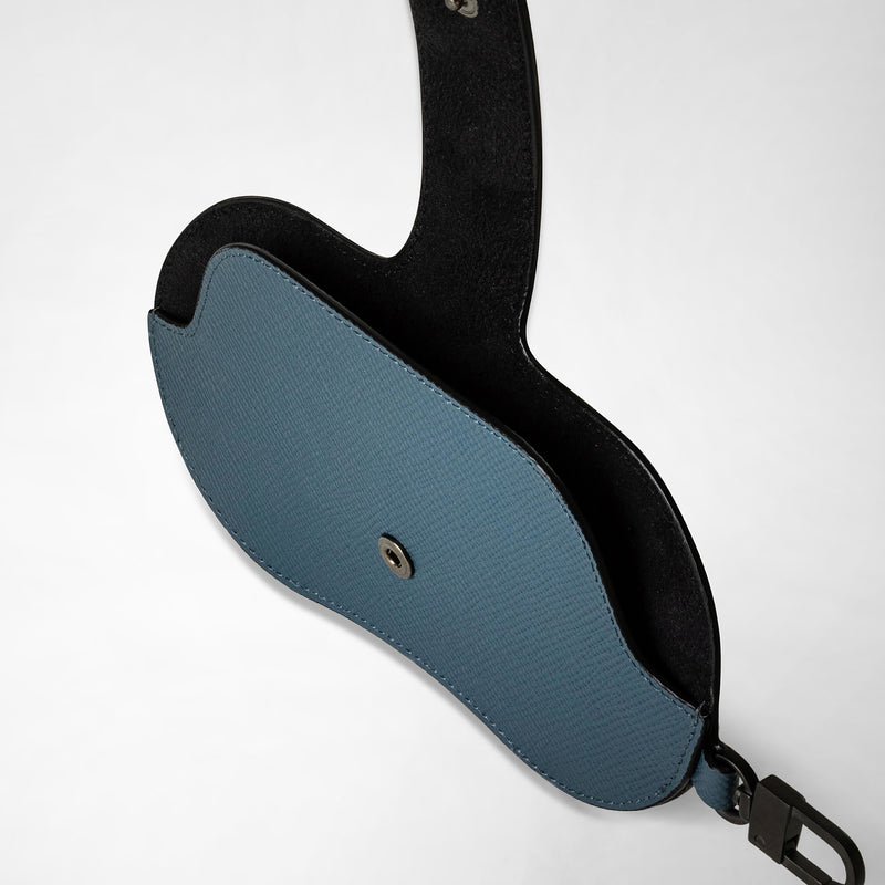 Glasses holder in evoluzione leather - avio blue