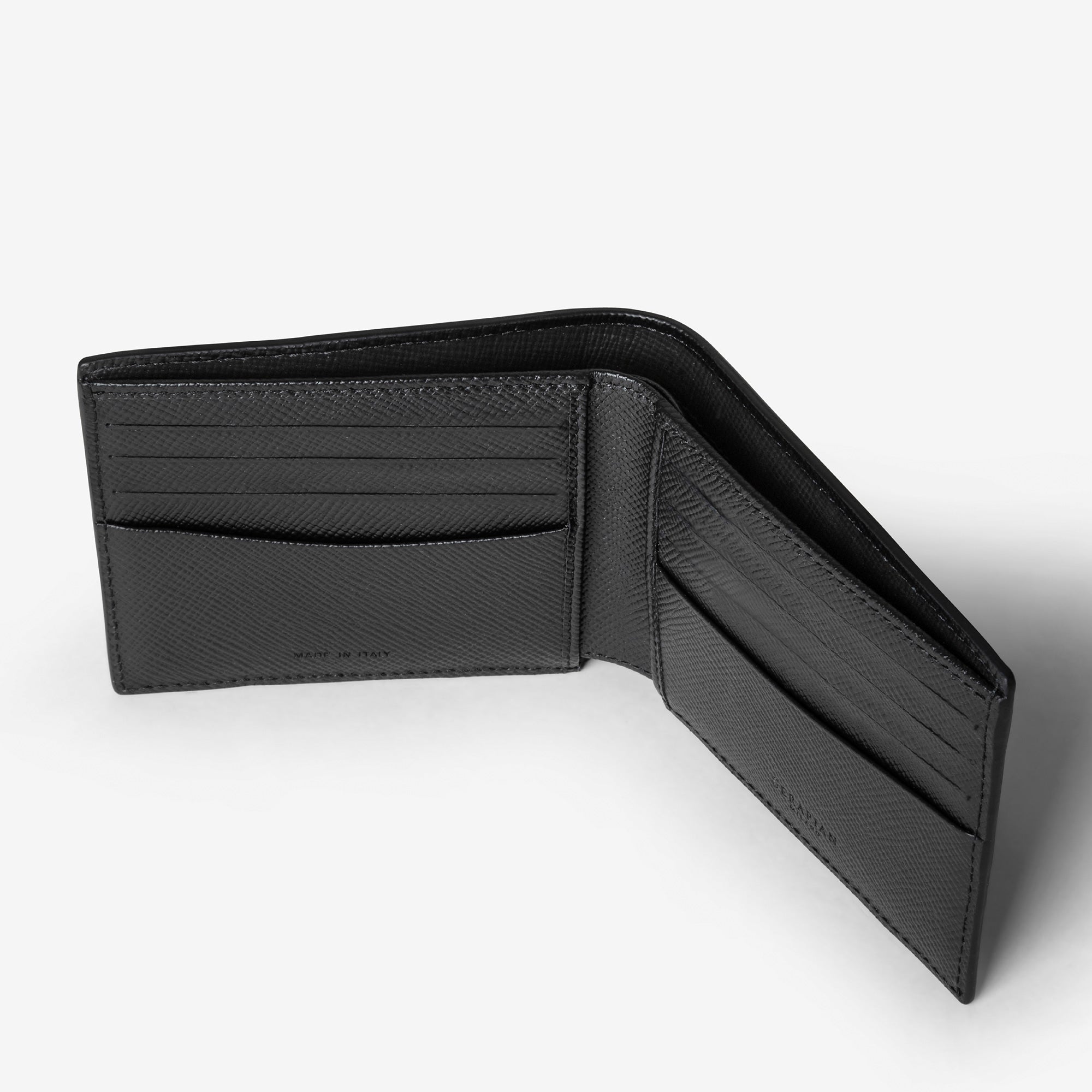 Serapian 8-Card Billfold Wallet in Evoluzione Leather, Man, Eclipse Black