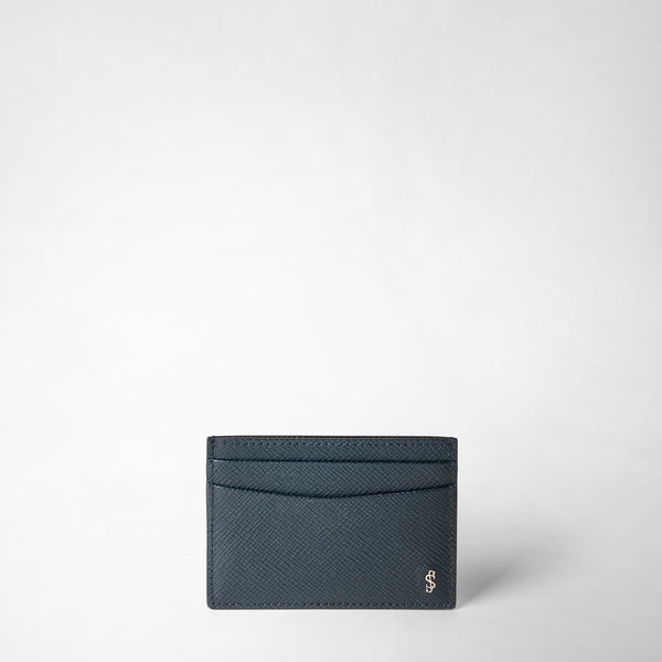 4-card holder in evoluzione leather navy blue – Serapian Boutique 