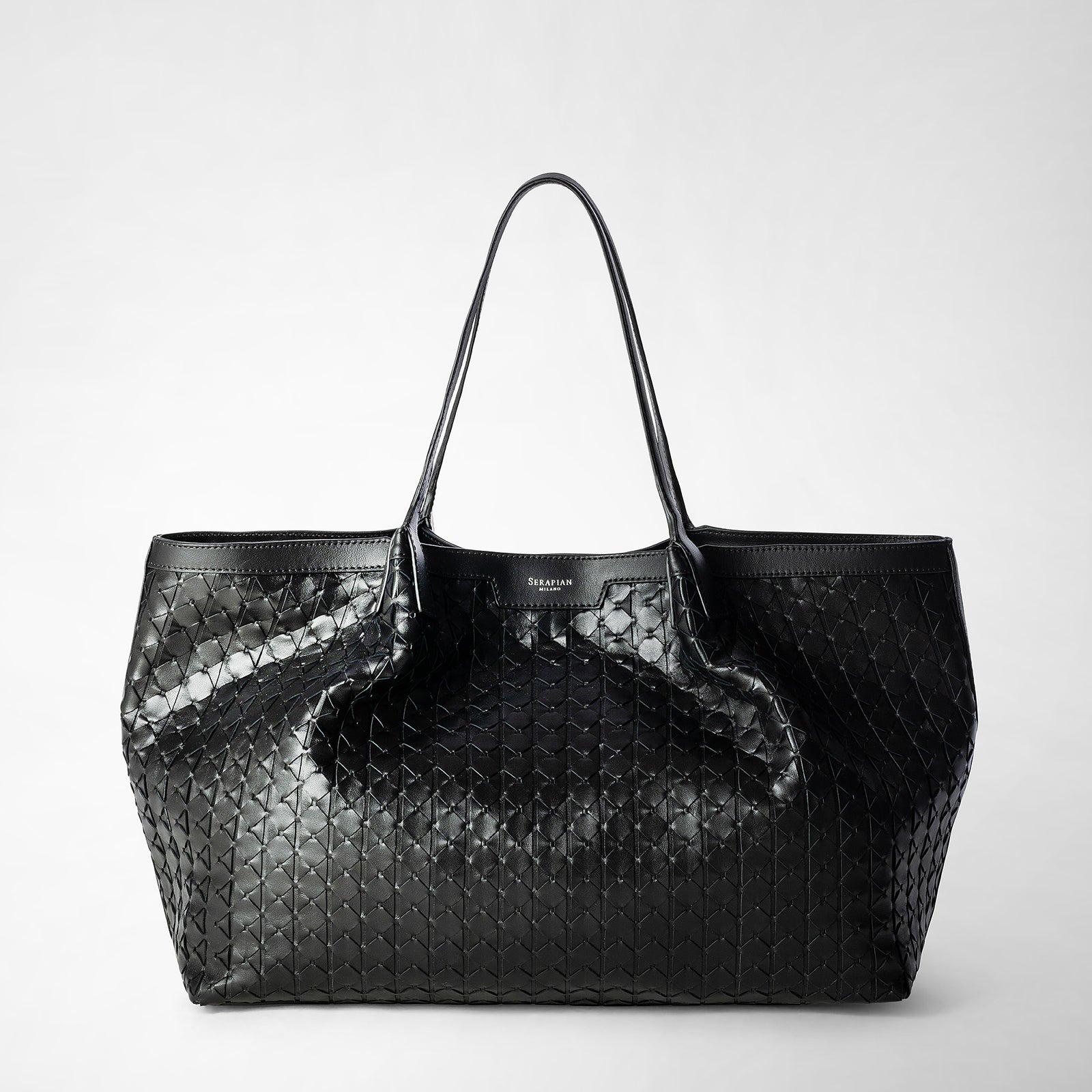 Secret tote bag in mosaico black – Serapian Boutique Online