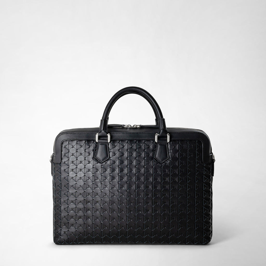 Extra slim briefcase in mosaico black – Serapian Boutique Online