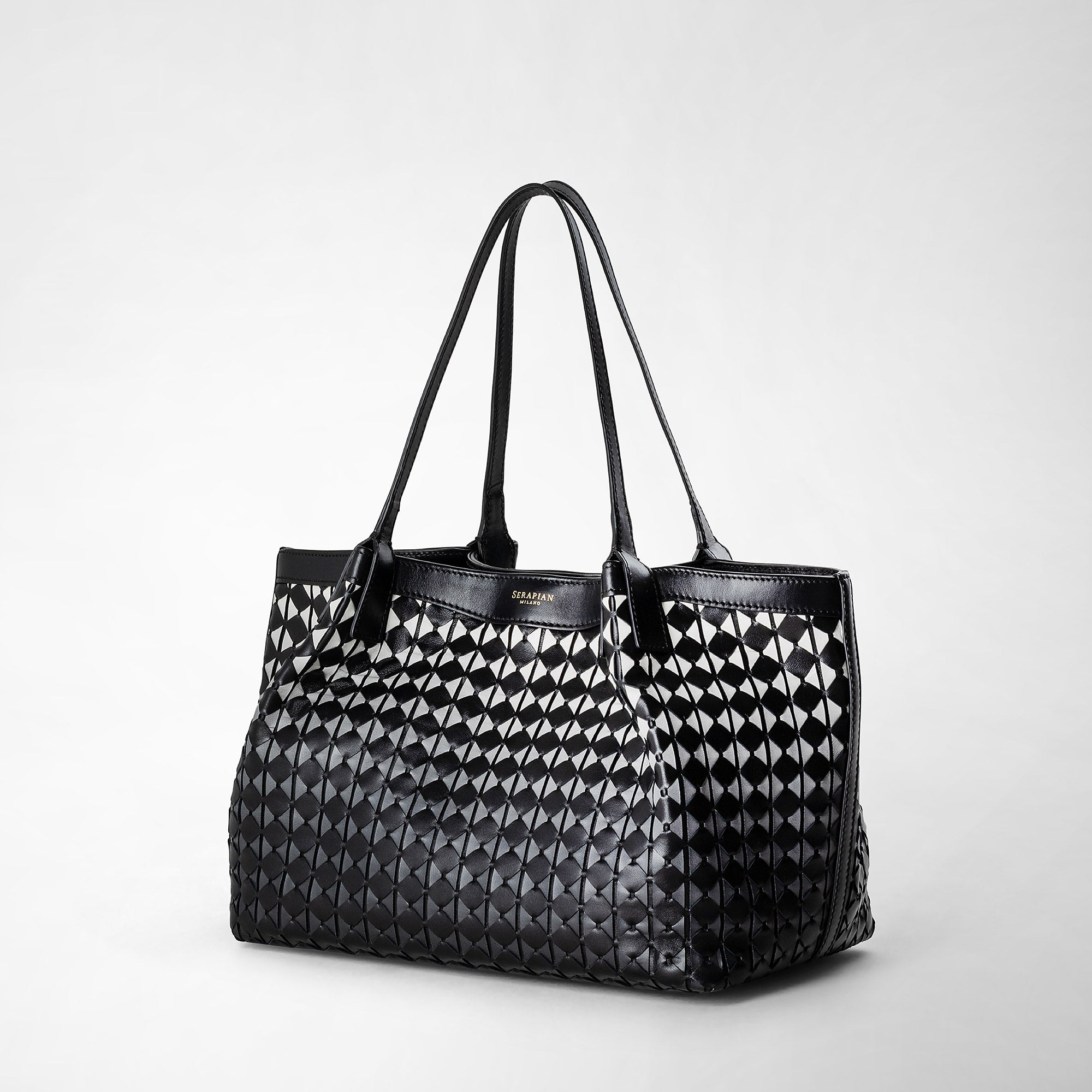 Small secret tote bag in mosaico chiaroscuro – Serapian Boutique 