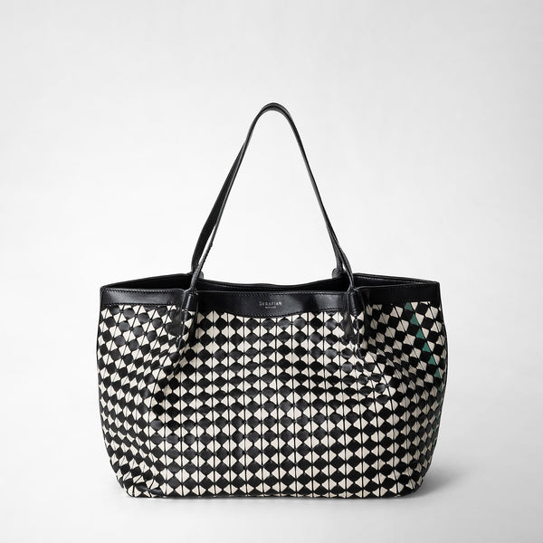 Small secret tote bag in mosaico off-white – Serapian Boutique Online