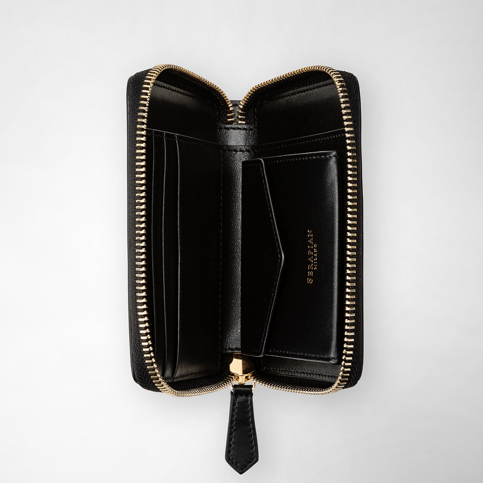 Mini zip wallet in mosaico black – Serapian Boutique Online