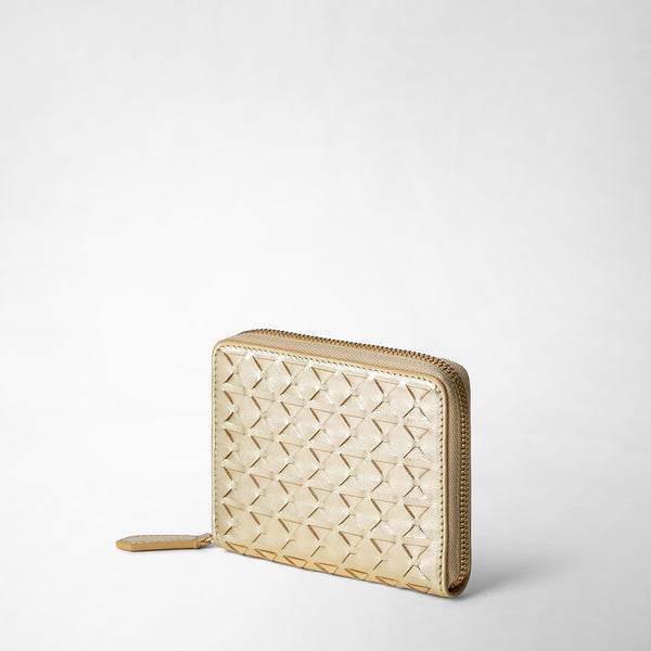 Mini zip wallet in mosaico - light gold