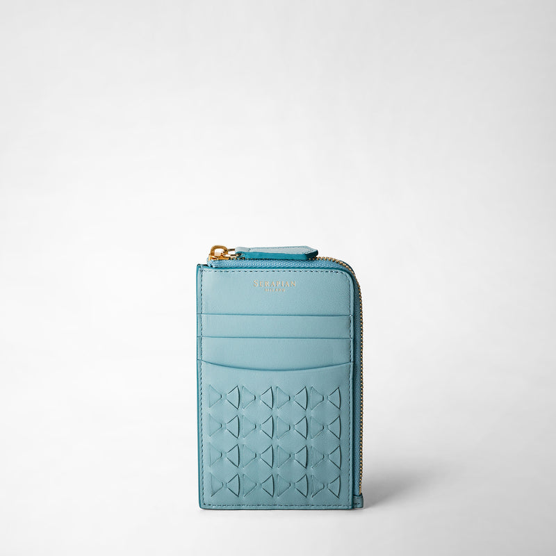 Zip card case in mosaico - azure