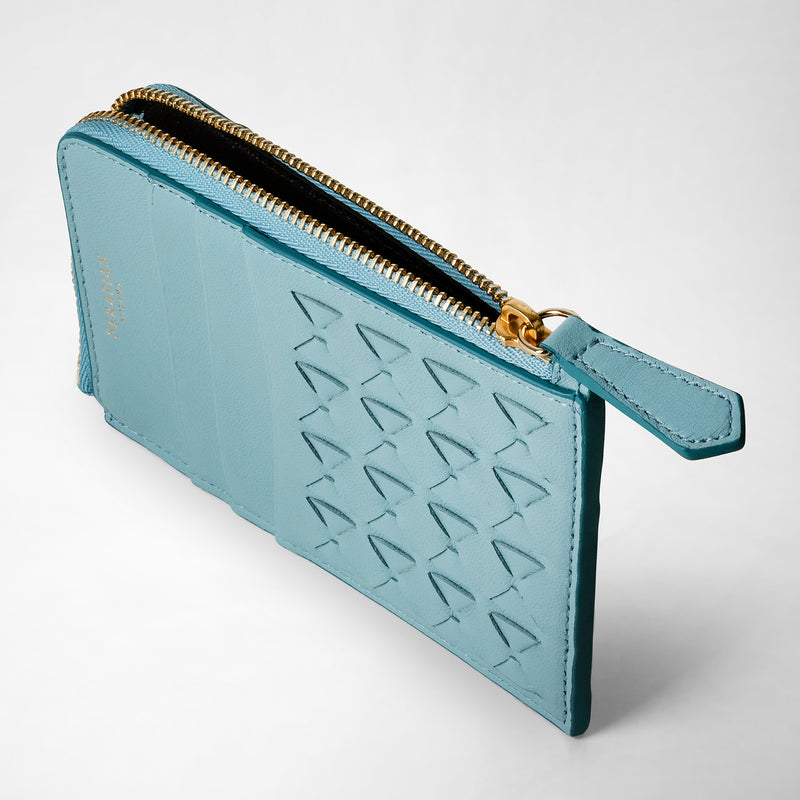 Zip card case in mosaico - azure