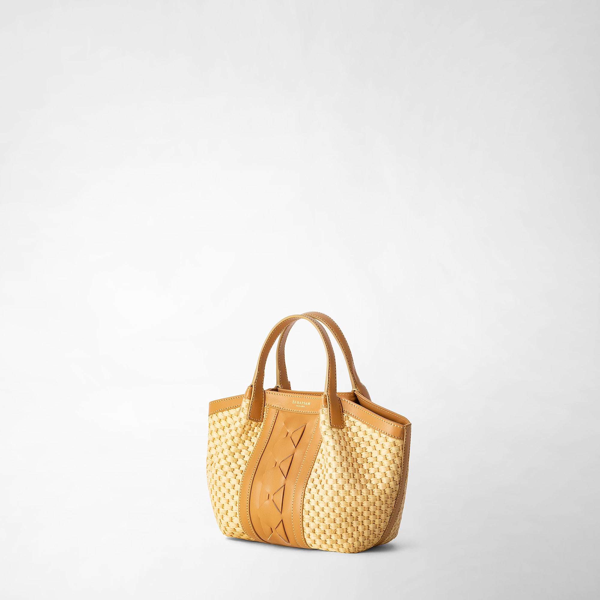 MINI SECRET BAG IN RAFFIA AND SETA LEATHER