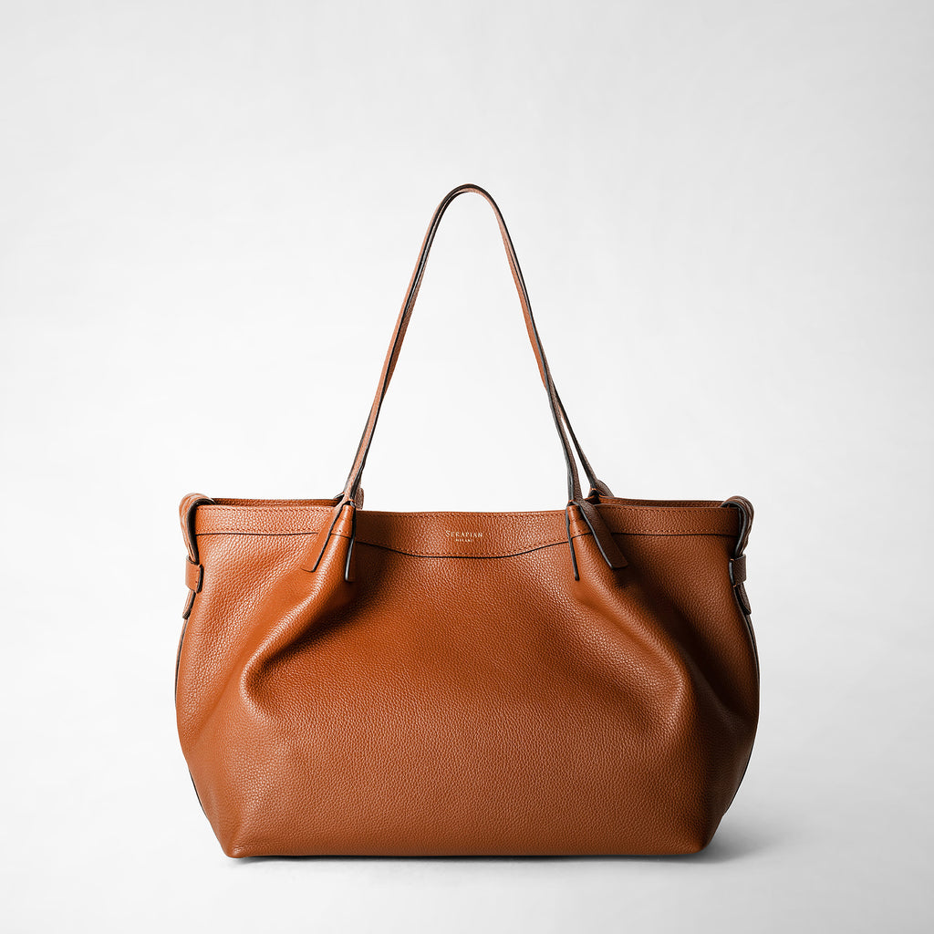 Serapian Secret Tote Bag in Rugiada Leather, Woman, Burgundy