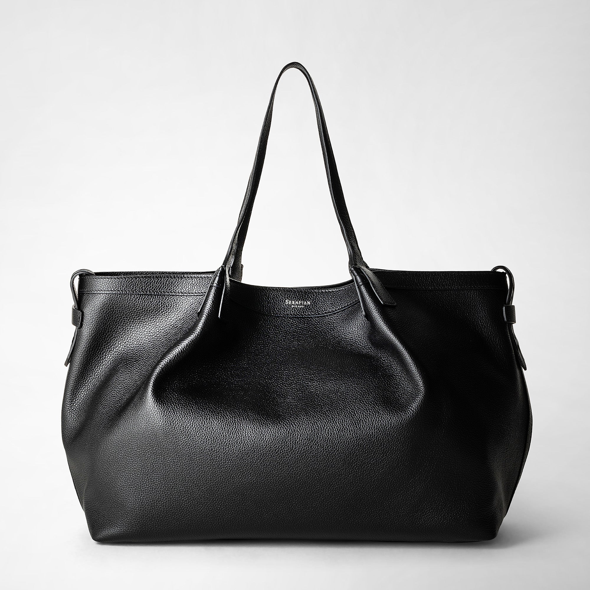 Secret tote bag in rugiada leather black – Serapian Boutique Online
