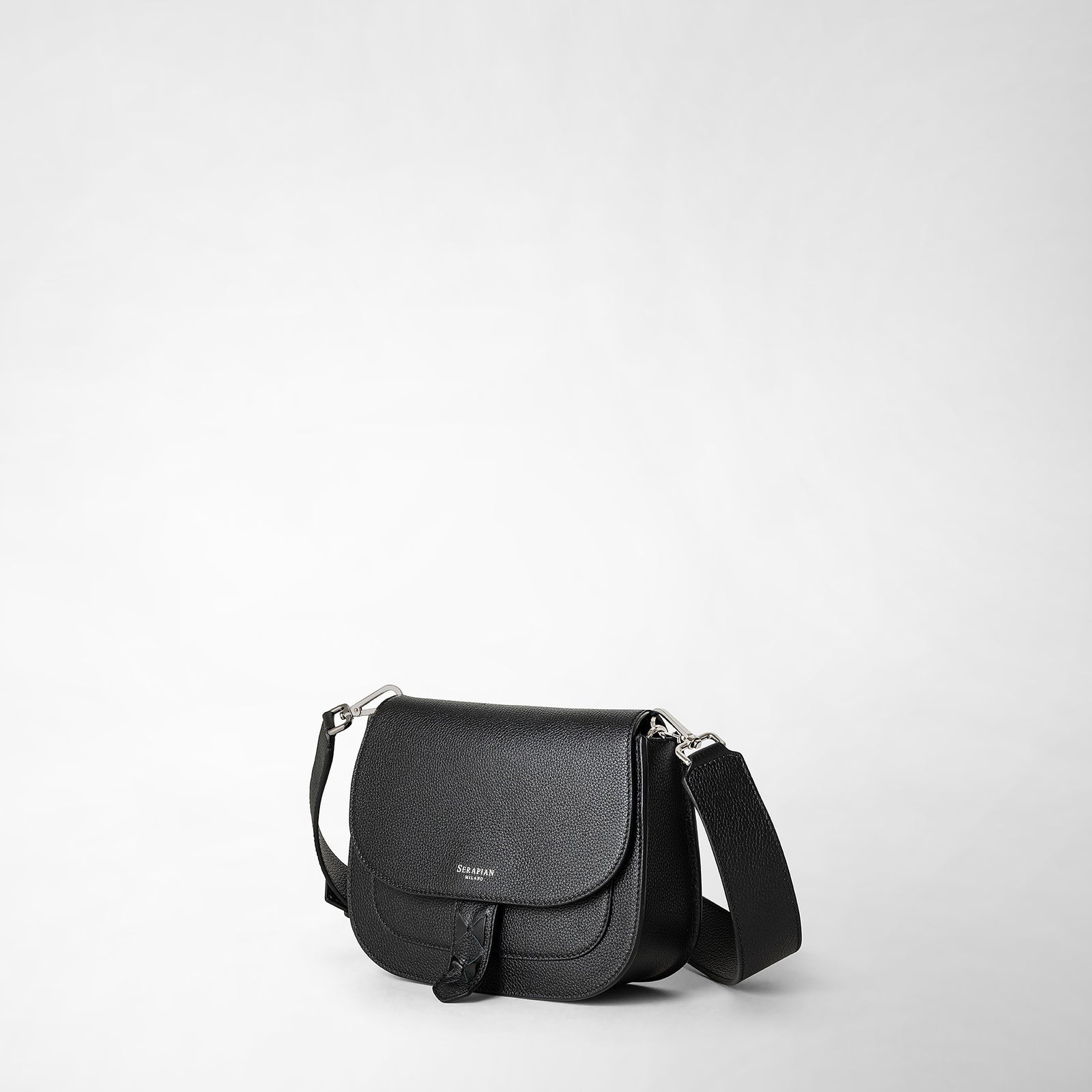 Luna crossbody bag in rugiada leather black Serapian Boutique Online