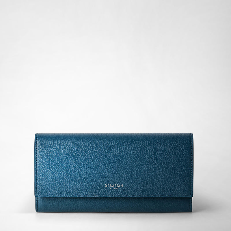 Continental wallet in rugiada leather - blue jeans