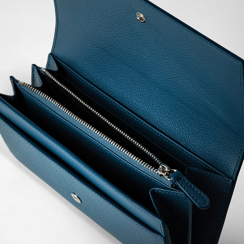 Continental wallet in rugiada leather - blue jeans