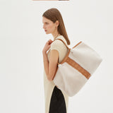 Secret tote bag in shearling - off white/caramel